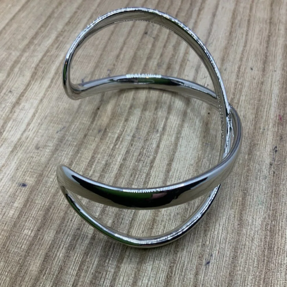 Talbots Silver Tone Criss Cross Cuff Bracelet